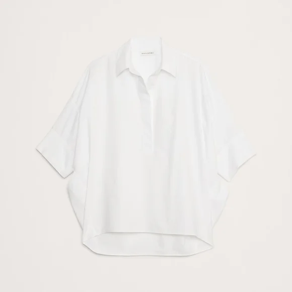 NWT Banana Republic Oversized White Popover Top - Picture 2 of 6